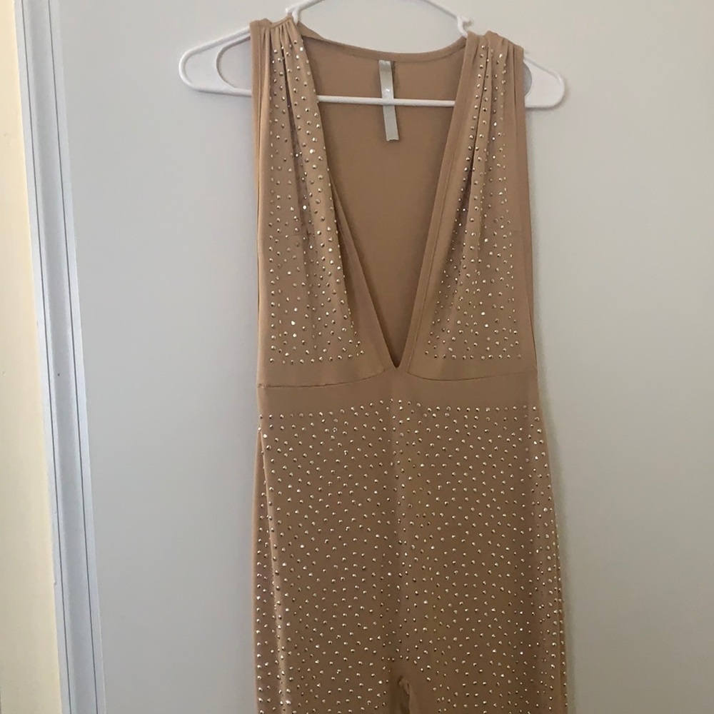 Tan rhinestone jumpsuit